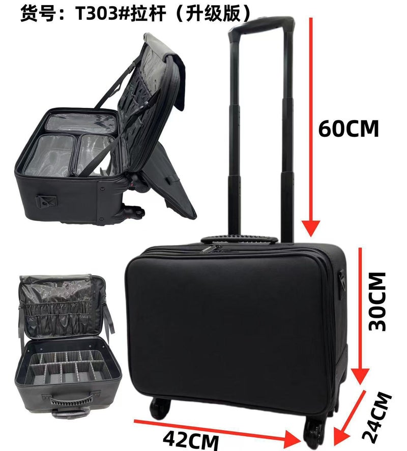Professional Trolley Bag Height Makeup Artist Oxford Cloth Cosmetic Case Large Capacity Travel Portable Universal Wheel Multi-Layer Partition - Image 1